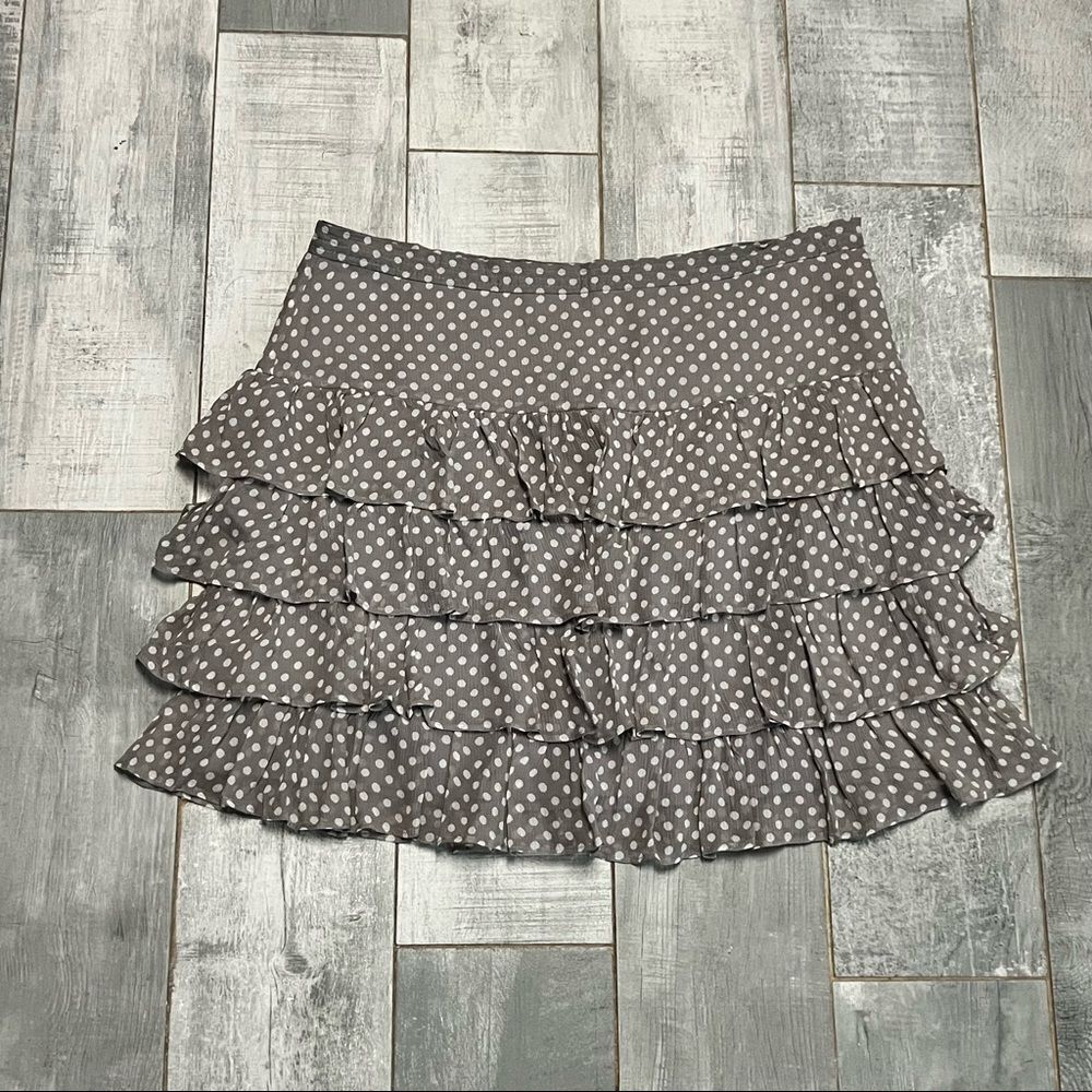 International Concepts INC Silk Beige Ivory Polka Dot Ruffle Tier Skirt 4